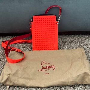 Christian Louboutin - Loubilab Spiked Leather Crossbody Bag - Sunrise Orange